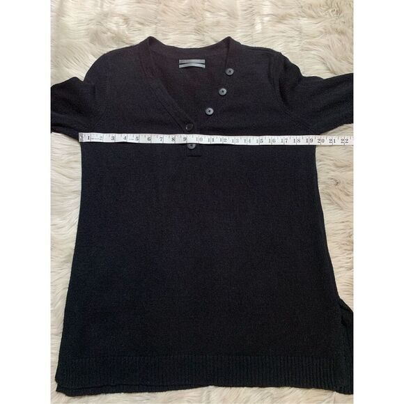 Anthropologie Womens Serena Button Up V-Neck Tunic Black Sweater Small - Picture 11 of 11